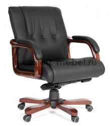 Кресло руководителя CHAIRMAN 653 M низкая спинка черная кожа - БИЗНЕС МЕБЕЛЬ - Интернет-магазин офисной мебели в Екатеринбурге