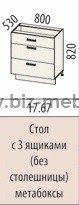 Стол с 3 ящиками Тропикана 17 17.67 80*53*82см  - БИЗНЕС МЕБЕЛЬ - Интернет-магазин офисной мебели в Екатеринбурге