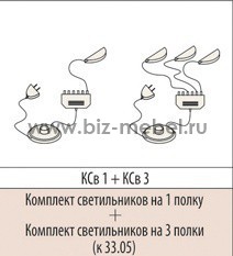 Комплект светильников для шкафа Мокко 33.05 Ксв1+Ксв3 - БИЗНЕС МЕБЕЛЬ - Интернет-магазин офисной мебели в Екатеринбурге